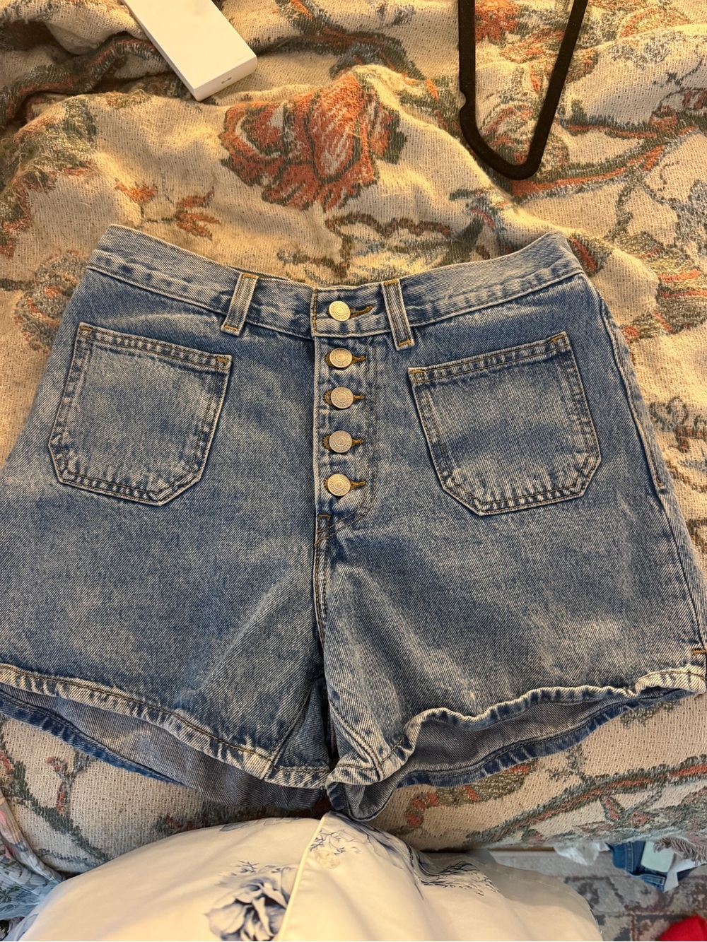 Levi's Light Blue Button-Front High Waist Denim Shorts